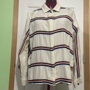 Vilagallo women long sleeves half white stripe button down Shirt. Size 48. Used.